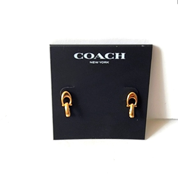 2PC Bundle! Coach Earrings w Interlocking Signature “C” with Coach dust bag NWT - Picture 2 of 7